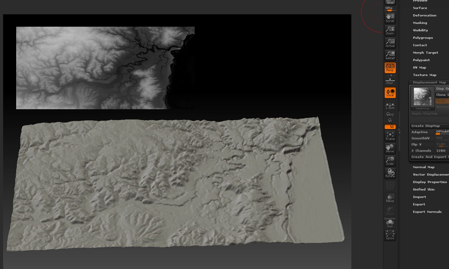 import heightmap terrain zbrush