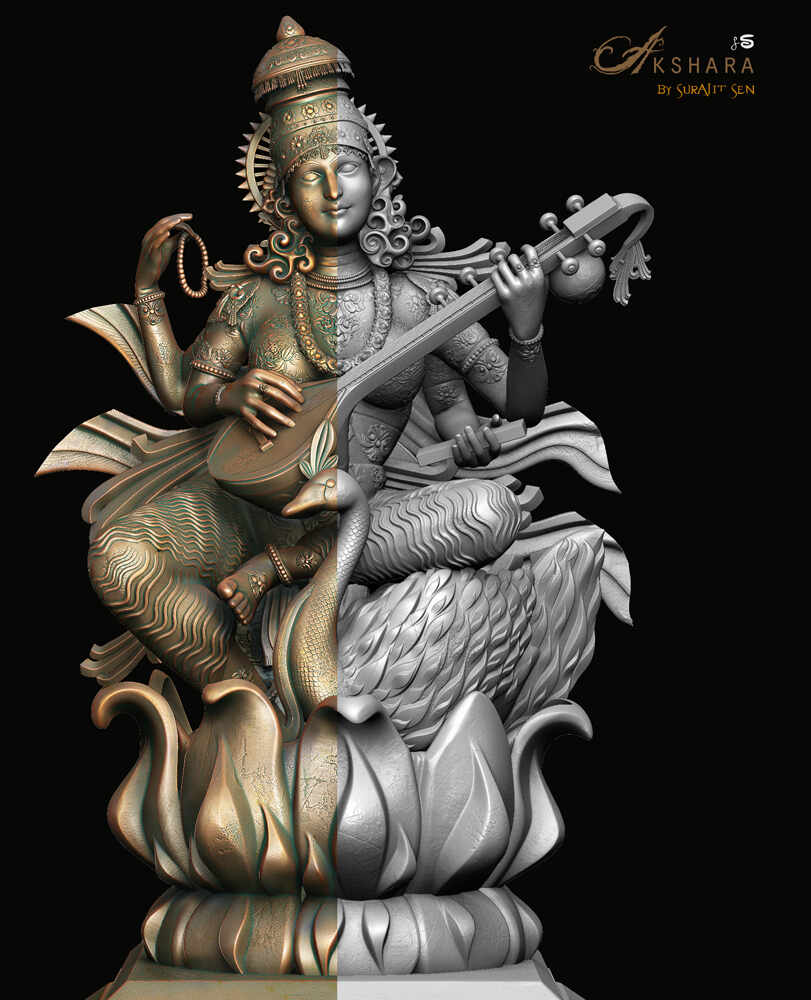 Akshara_Digital_Sculpture_SurajitSen_Feb2022_WIPmetal_A