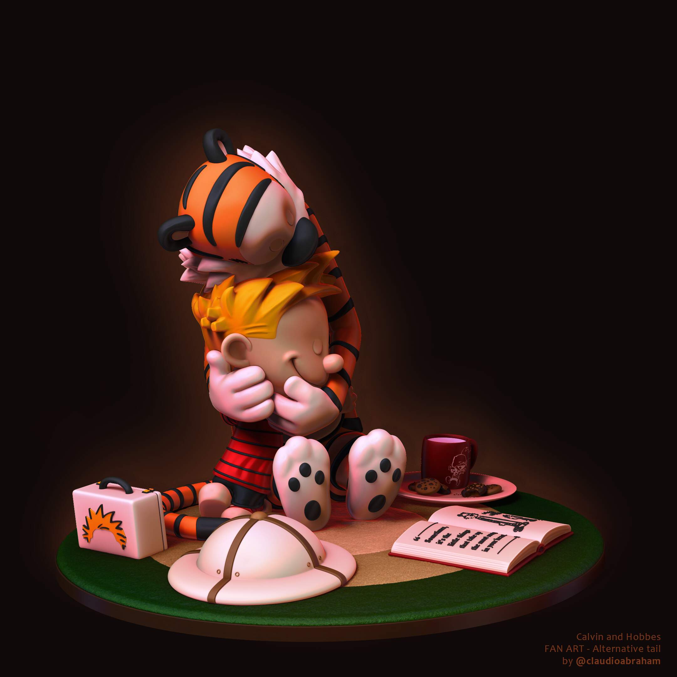 Calvin and Hobbes Diorama - 191f - Soulbonding Render - Tail 2 - Color - CUST1 - Signed