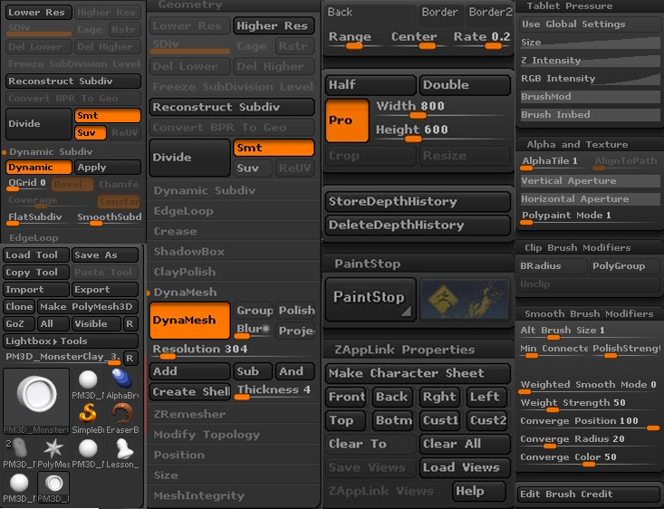 custom menu zbrush