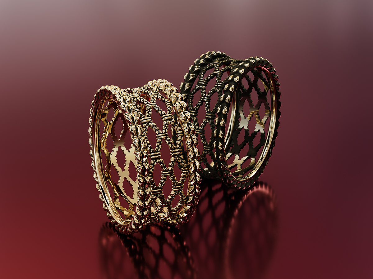 Spikelets Gold Ring - 3D Rendering
