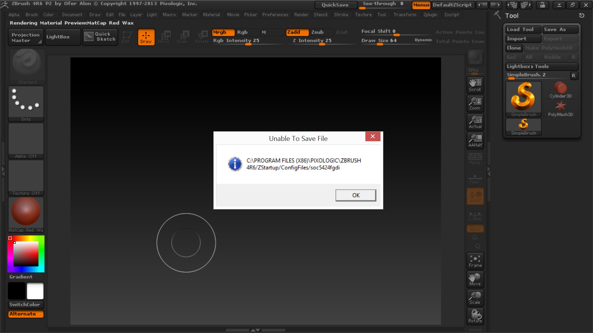 file write error zbrush