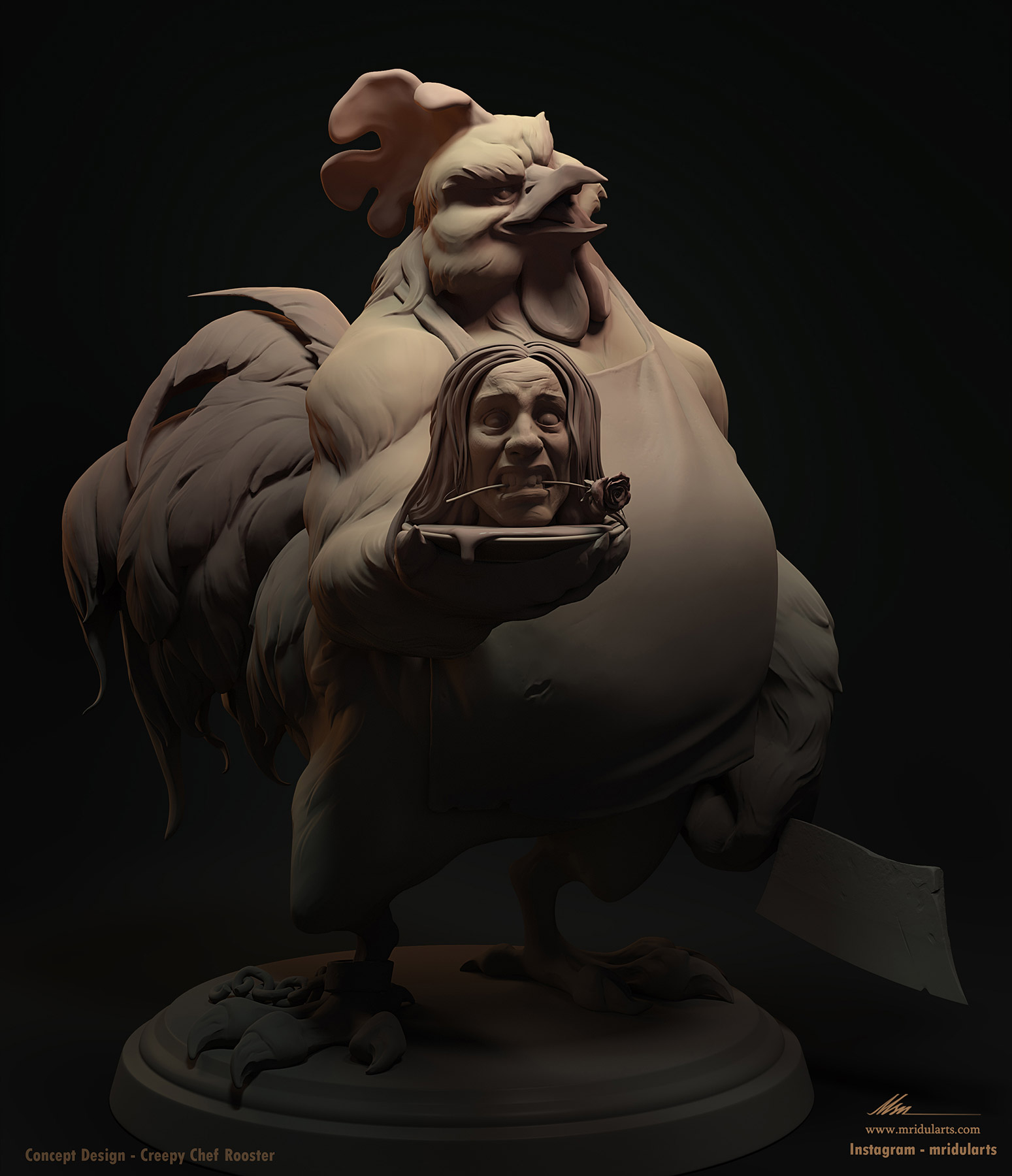 rooster chef statue