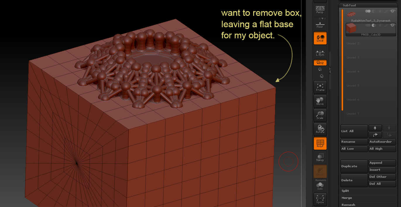 cannot append object hidden zbrush