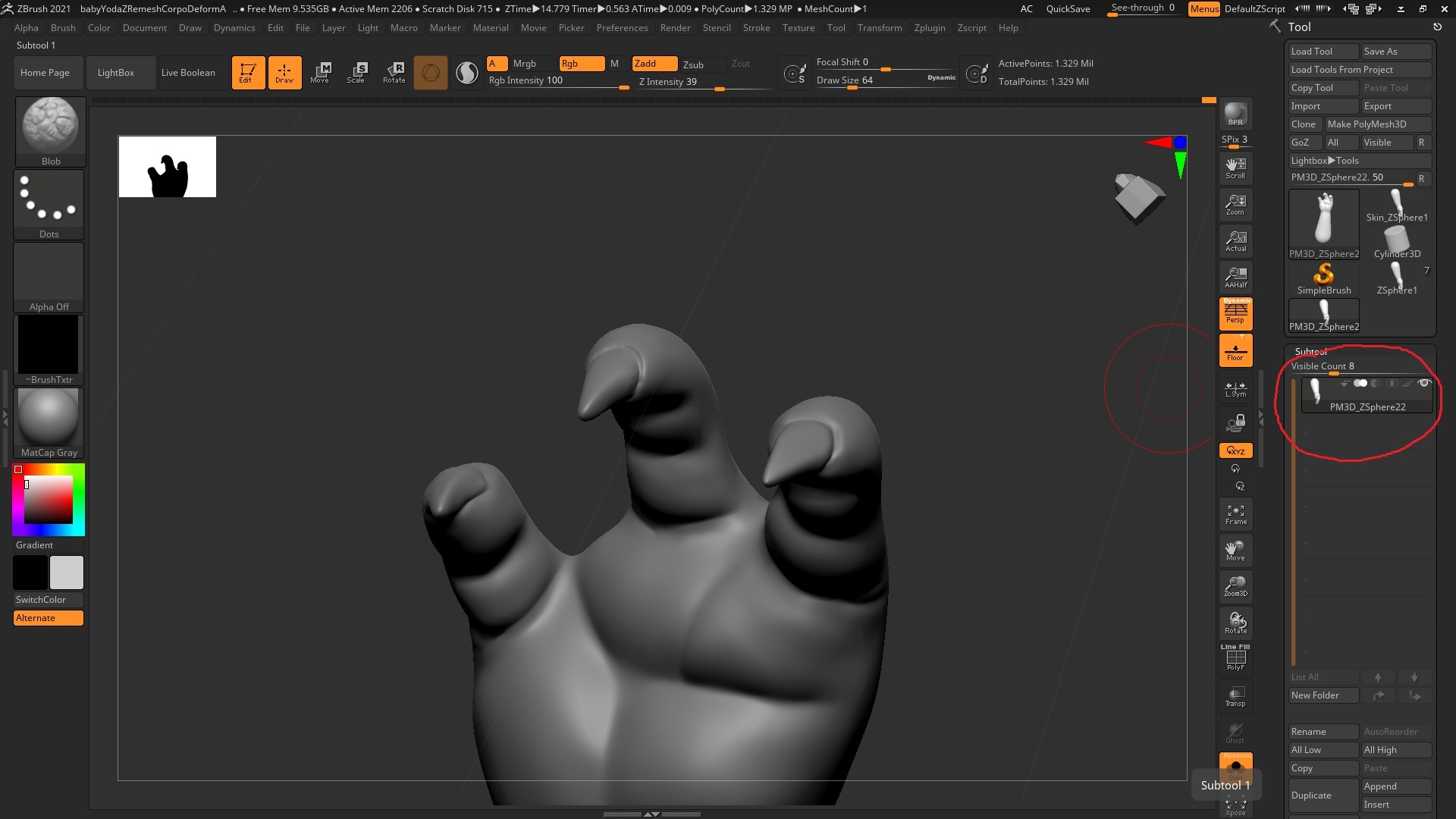 zbrush subtool disappeared