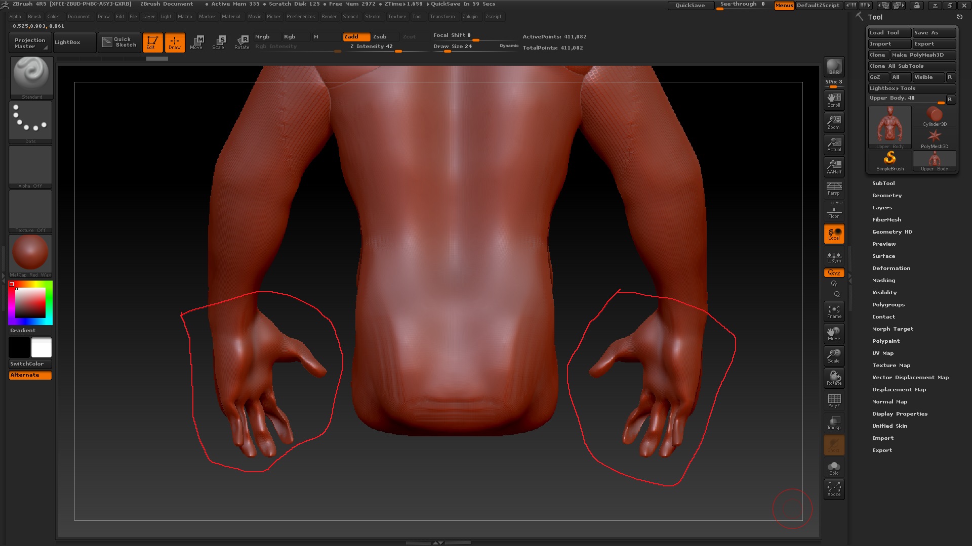 zbrush cant sculpt over an image plane