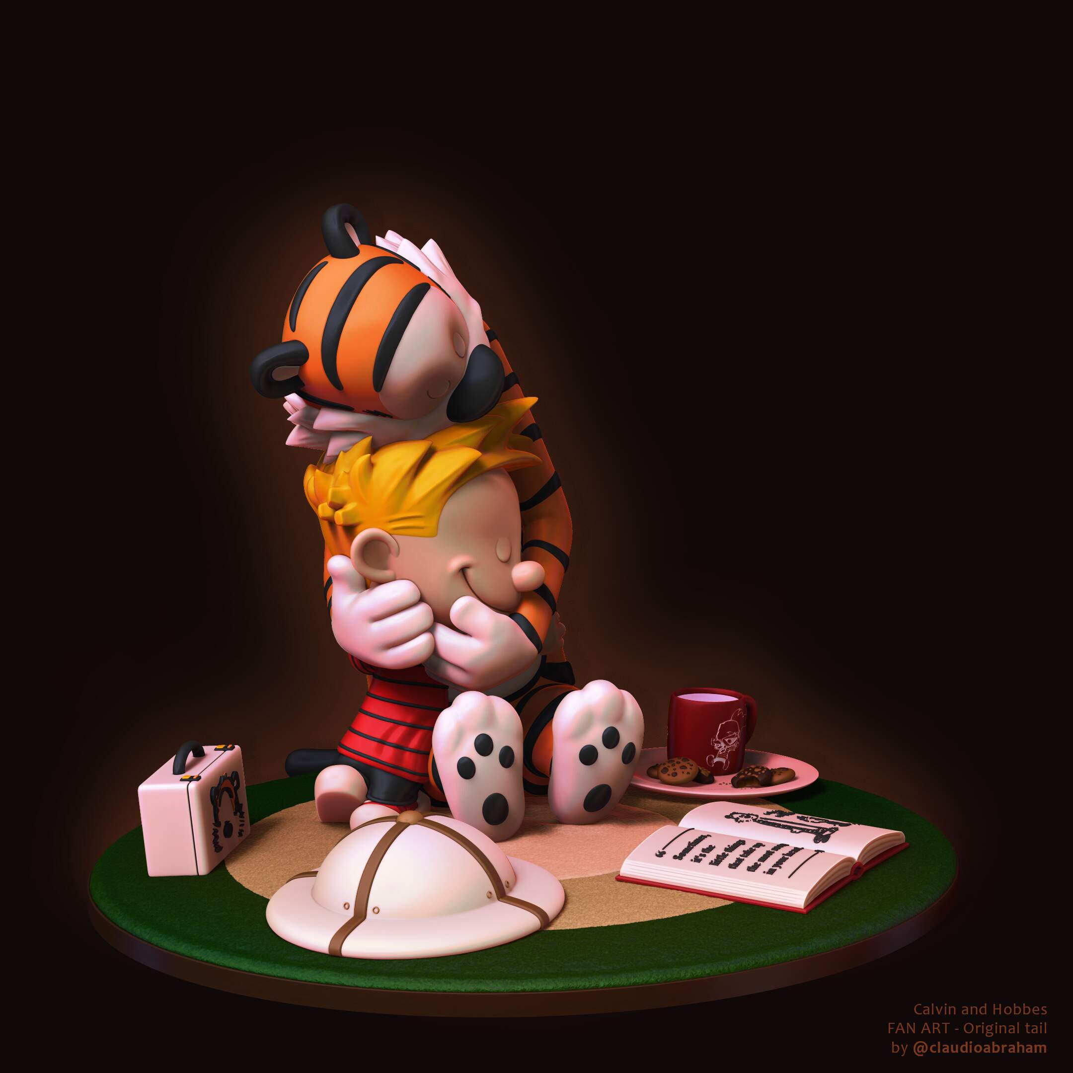 Calvin and Hobbes Diorama - 191f - Soulbonding Render - Tail 1 - Color - CUST1 - Signed