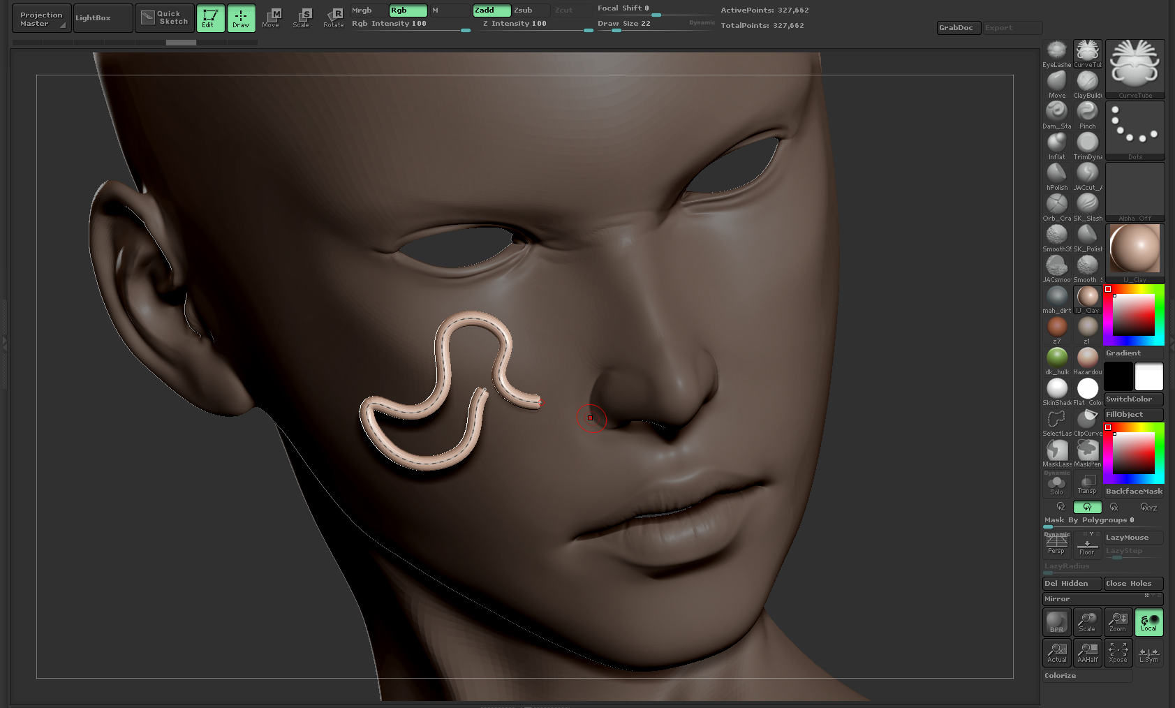 zbrush curve tube not on surface