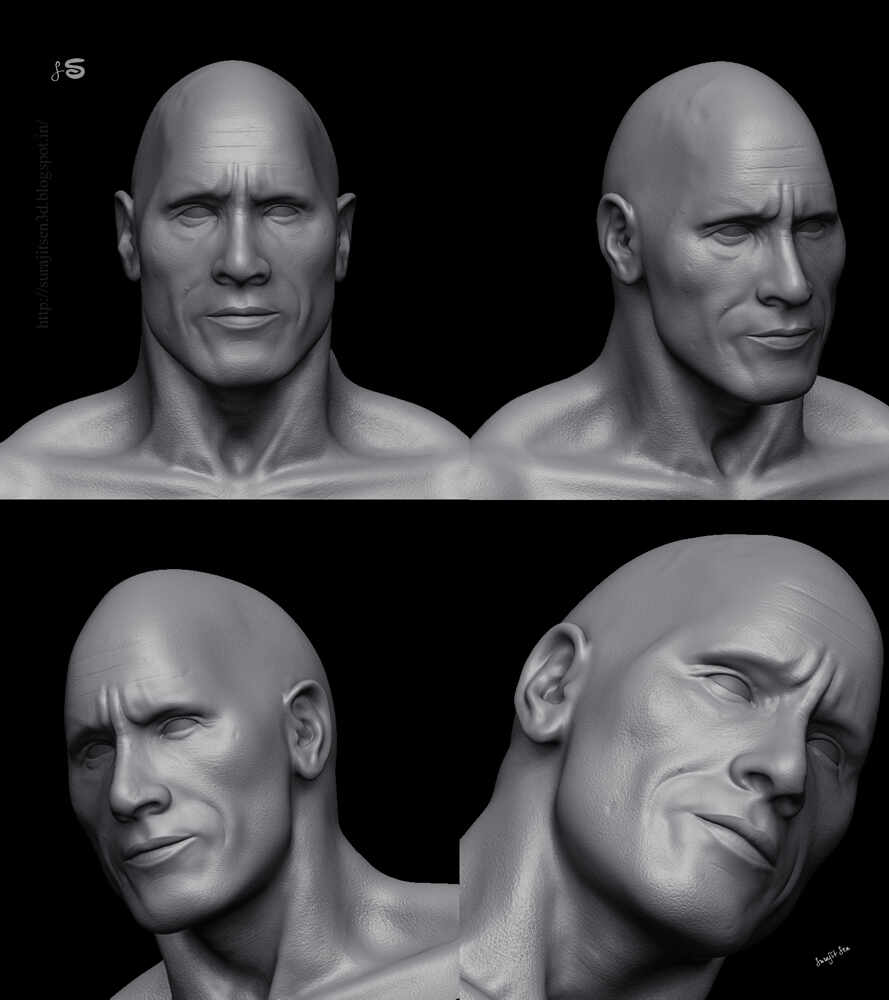 1_Dwayne Johnson_3D Porttrait by Surajit Sen_updated_wip