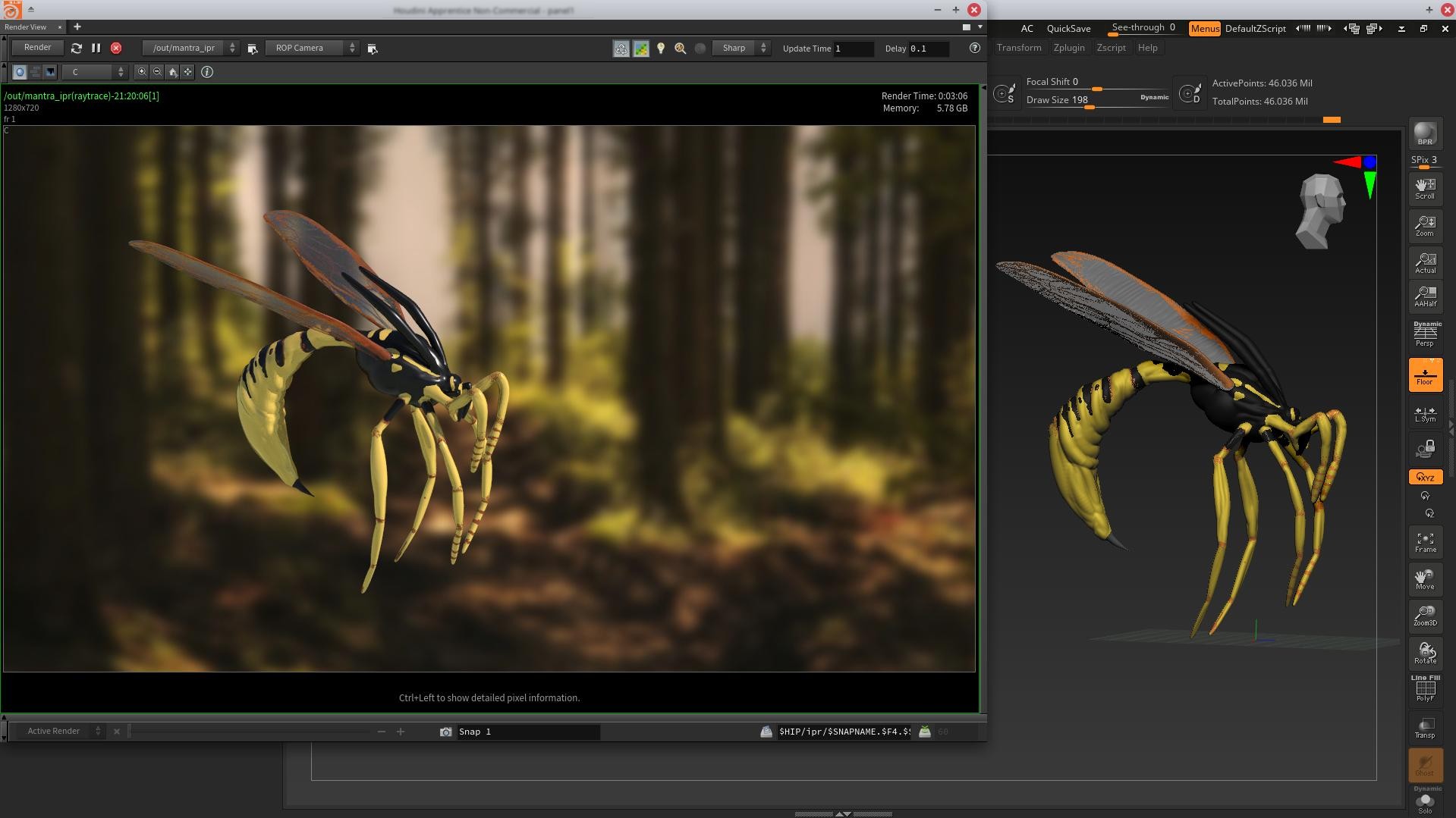 ZBrush-mat-to-Houdini-yellow-jacket-test