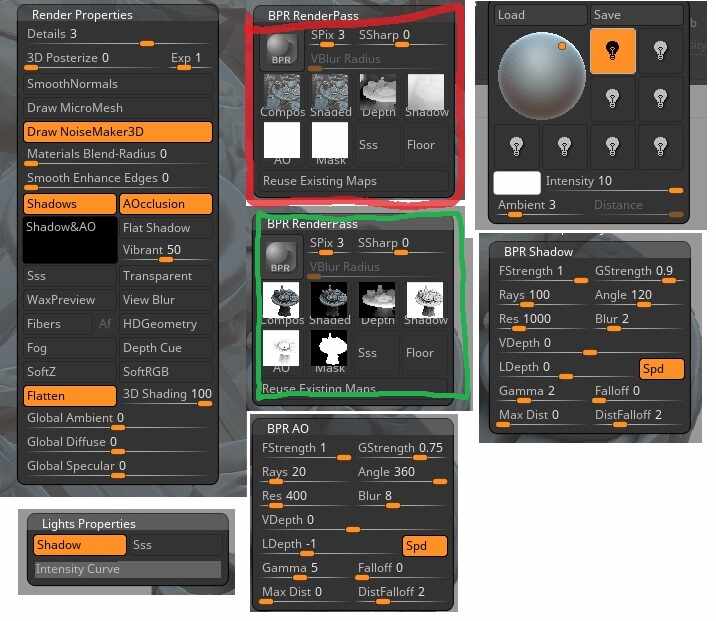 Render options