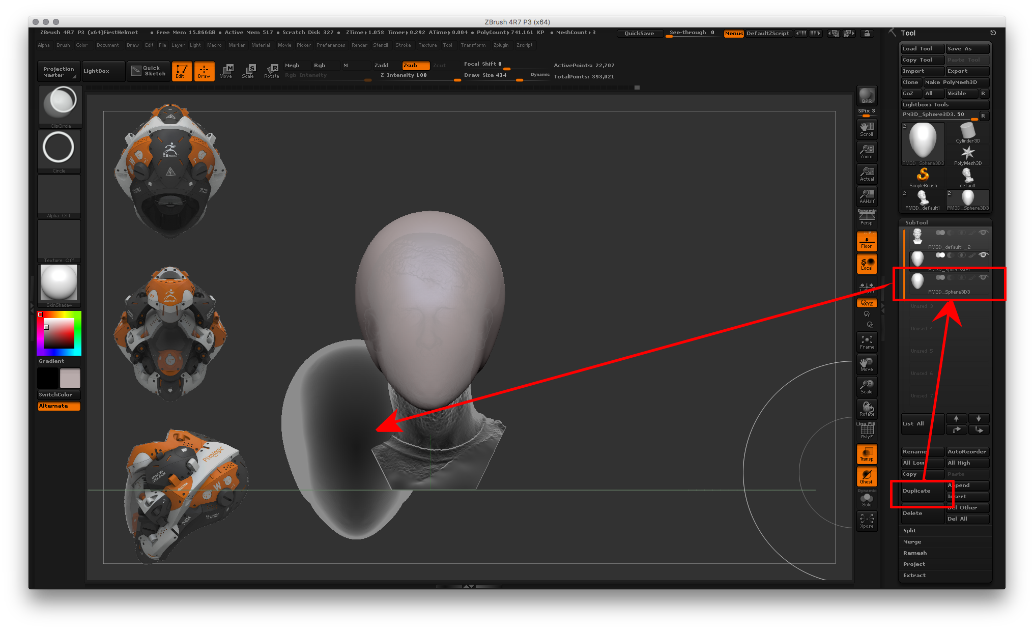 how to make a subtool transparent in zbrush