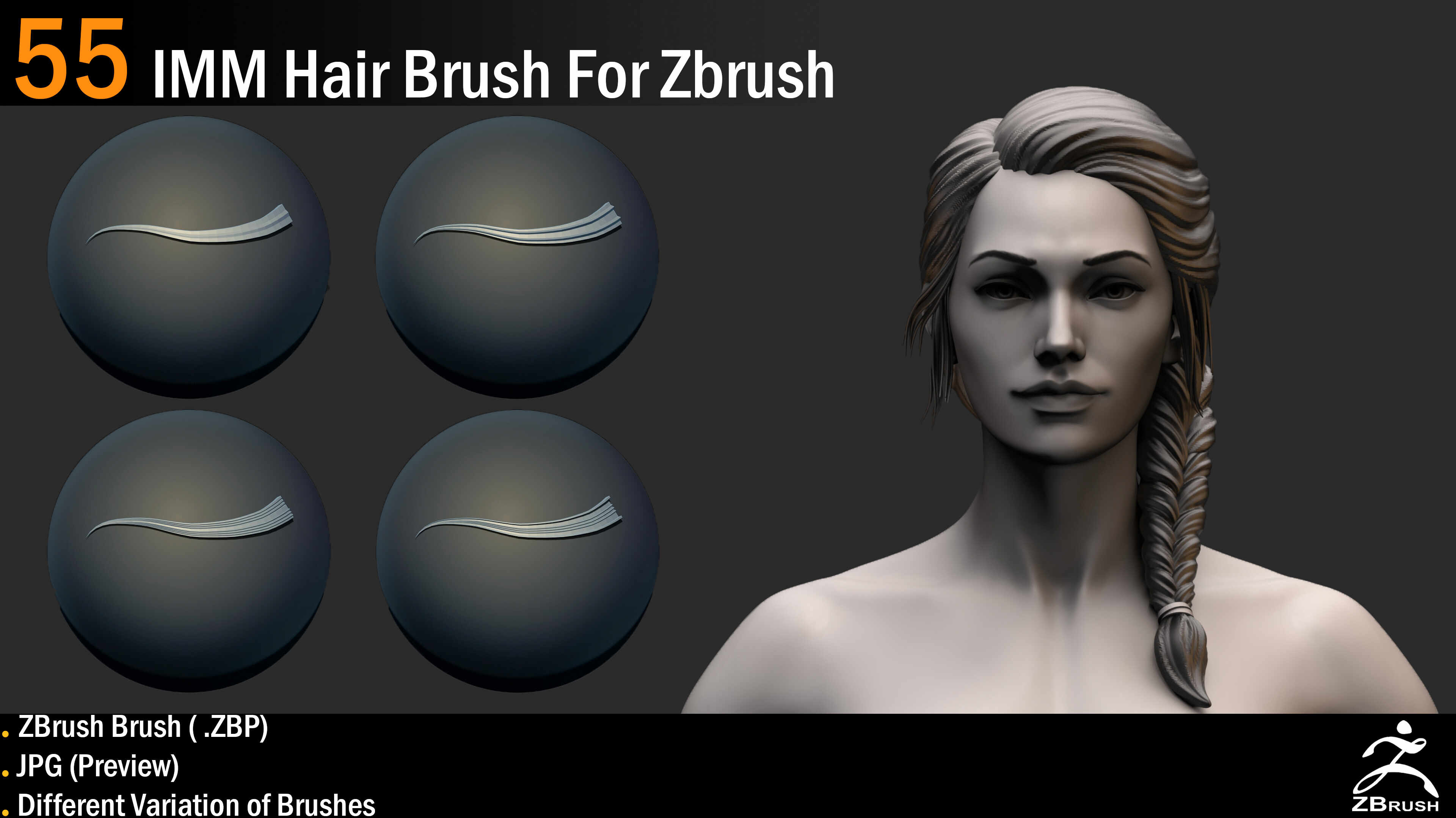 55 IMM Hair Curve Brush - ZBrushCentral