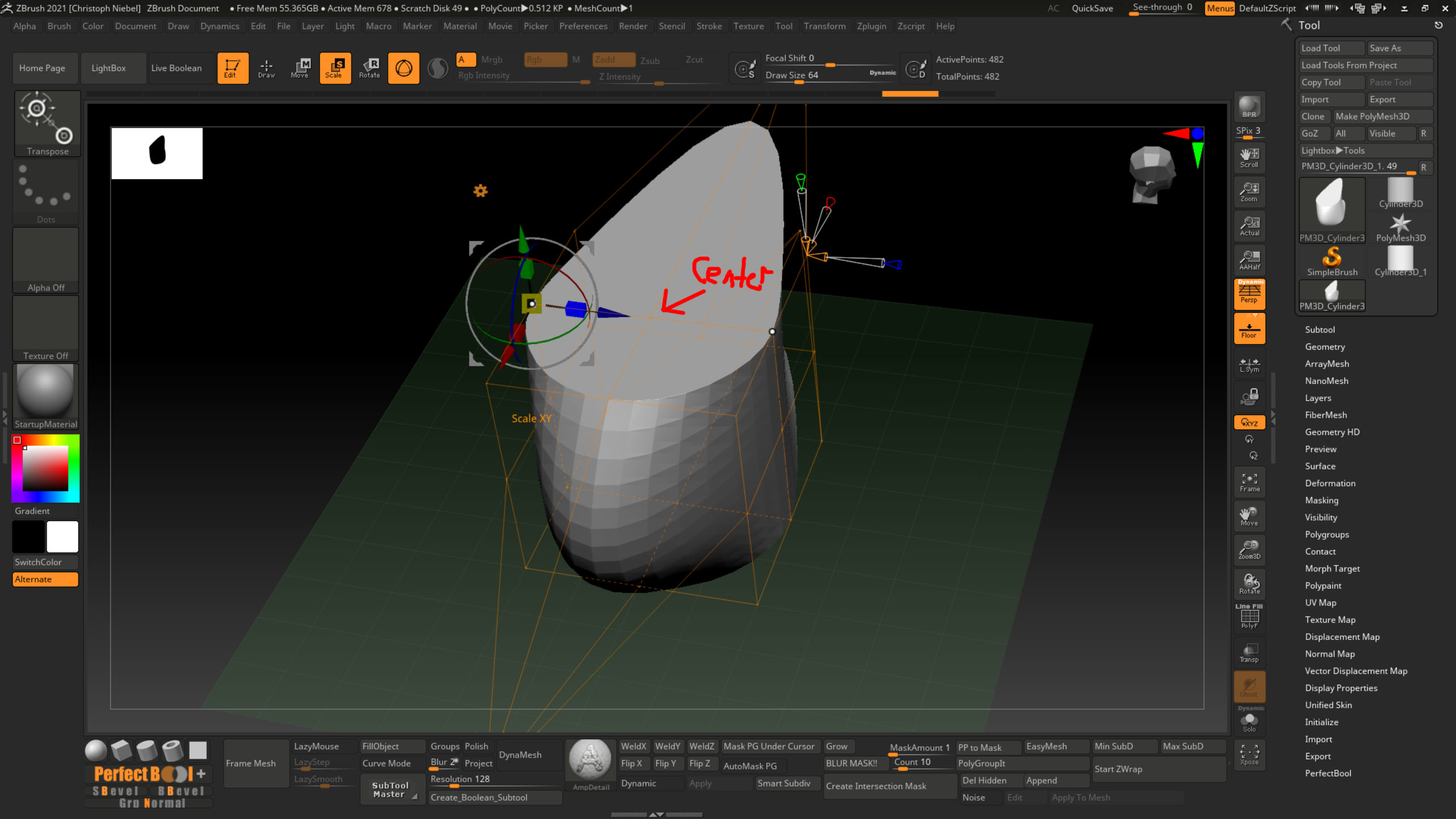 zbrush centering pivot